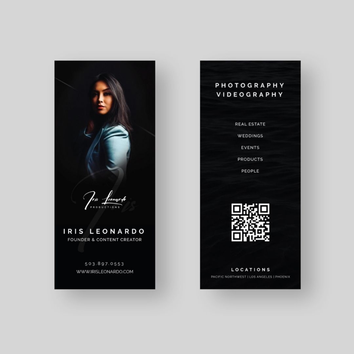 Rack Card Design for Iris Leonardo Productions